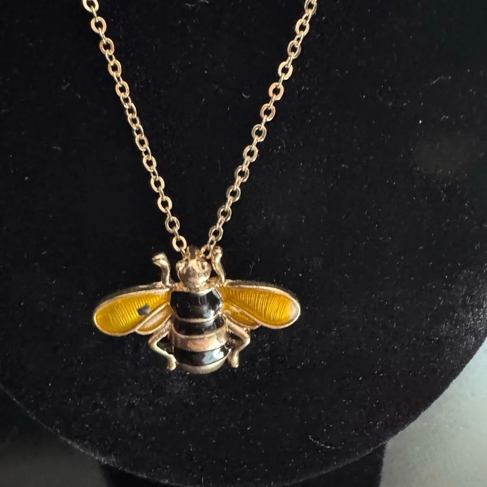Gold Bee Pendant Necklace